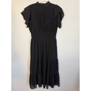 Miss Selfridge Black Midi Dress Womens Sz 8 Lined